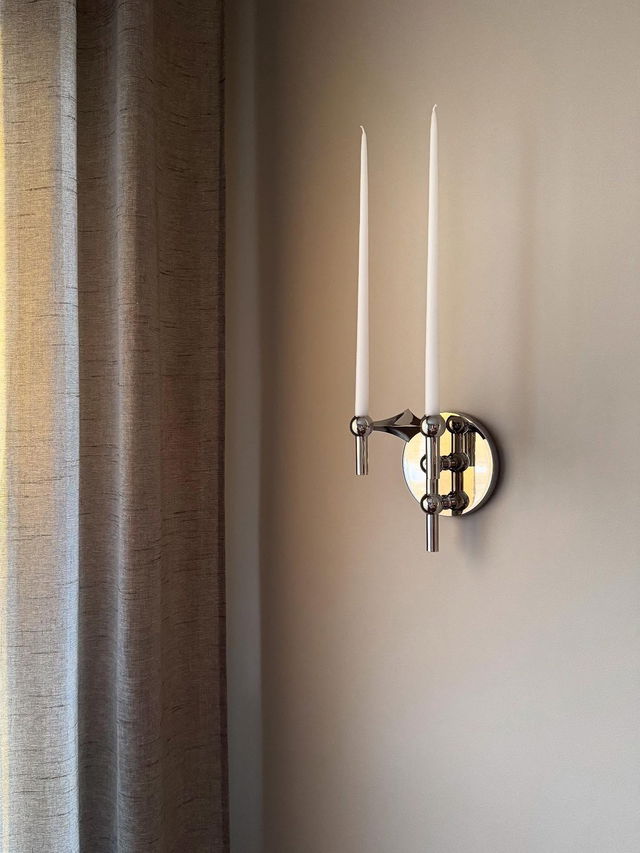 Stoff Nagel Kerzenhalter Chrom + Wandhalterung